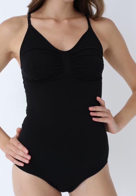 Body Modelator Dama,Chilot Clasic cu Bretele subtiri,Culoare Negru,Engros